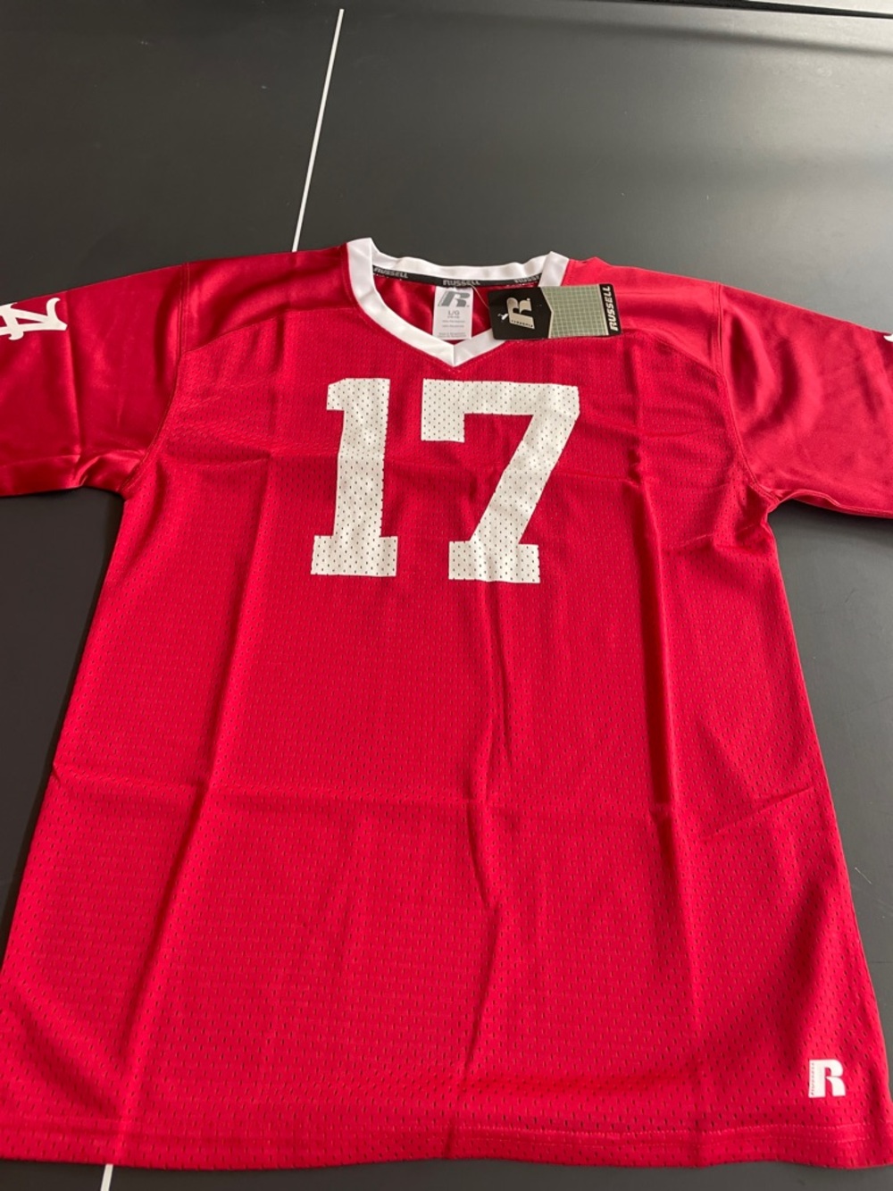 Russell Athletic Red Men's Jersey with White Number 17